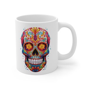 11oz  Día de los Muertos Inspired Artistic Coffee Mug #4 | Tea Cup | Day of the Dead | Skeleton | Skull | Mexican Folk Art | Folk Art