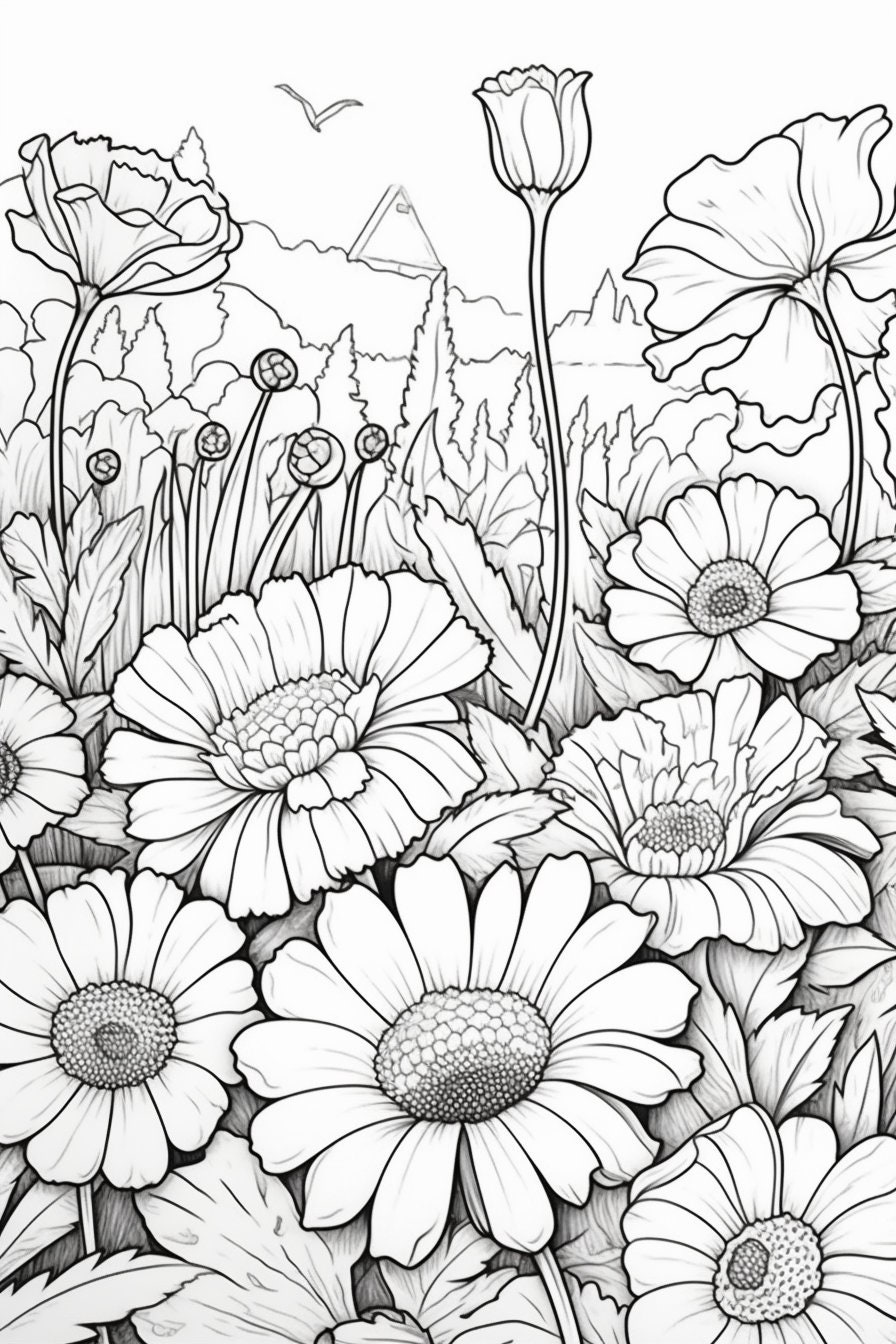160+ Adult and Teen Coloring Pages: Beautiful Bouquets and Flowers - Etsy