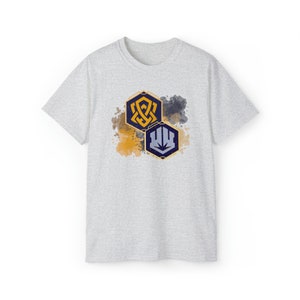 Ensemble de terrasses Lorcana jaune/gris | Motif éclaboussures d'encre n°1 | Unisexe | T-shirt graphique | Disney | Lorcana | T graphique
