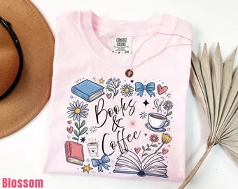 Books & Coffee Shirt, Book Lovers Shirt, Bookish Shirt, Shirt for Teacher, Bookworm Sweatshirt, Book Club Shirt, Reader Shirt,Booklover gift