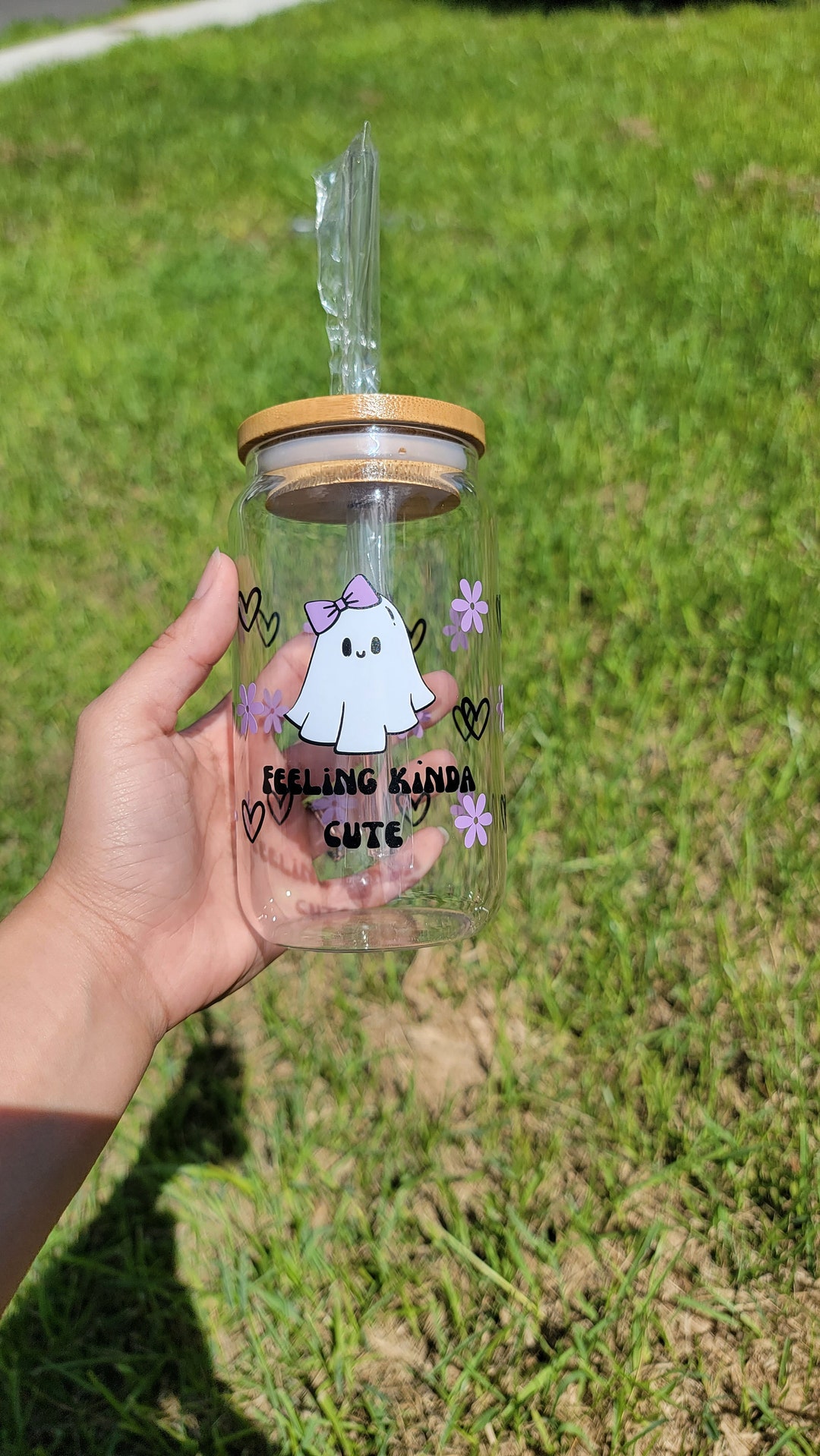 Glass Can Retro Cute Ghost Coffee Cup Halloween Libby Cup Etsy