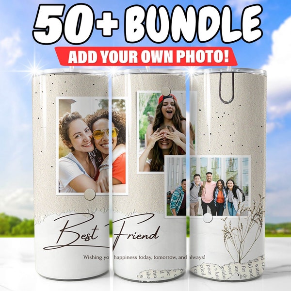 50+ Add Your Own Photo Tumbler Wrap Bundle, Own Photo Collage, 20 oz Add Your Photo Sublimation, Canva Editable, Photo Self Editable Wrap.