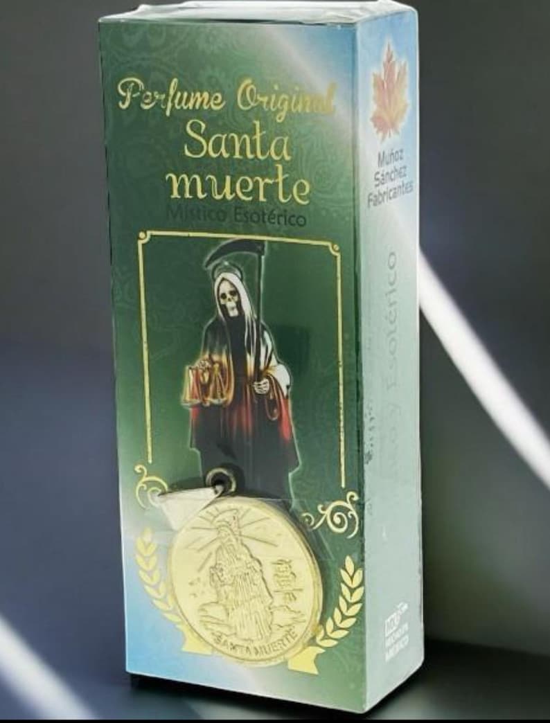 Santa Muerte Verde Perfume with Medallas image 1