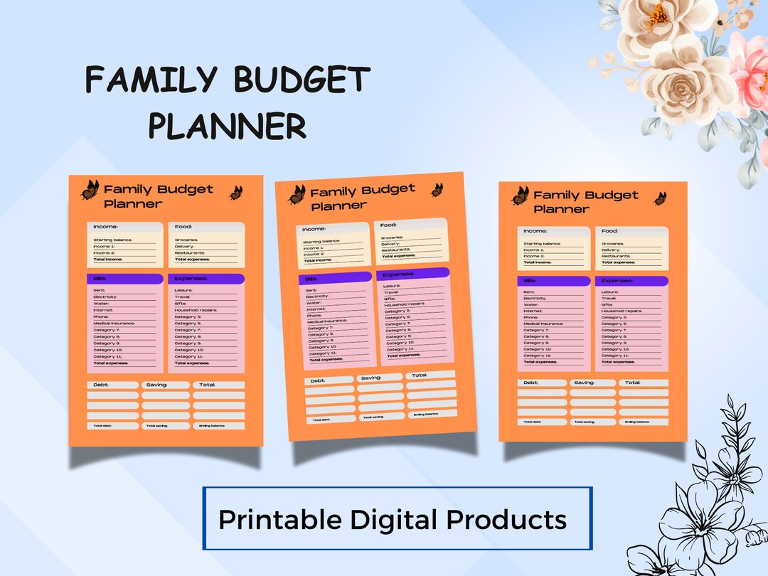 Family Budget Planner, Financial Organizer, Household Budget Book, Bill ...