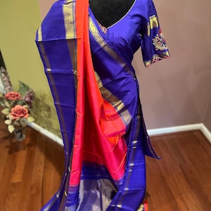 Kanchi Silk Saree| Saree with Stiched blouse size 40  (42/44)| Silk saree with blouse | Saree by HandloomTraditions