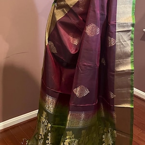 Kanchi Silk Saree| Saree with Stiched blouse size 40  (42/44)| Silk saree with blouse | Saree by HandloomTraditions