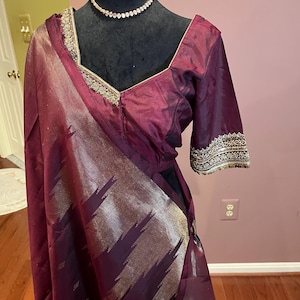 Kanchi Silk Saree| Saree with Stiched blouse size 40  (42/44)| Silk saree with blouse | Saree by HandloomTraditions