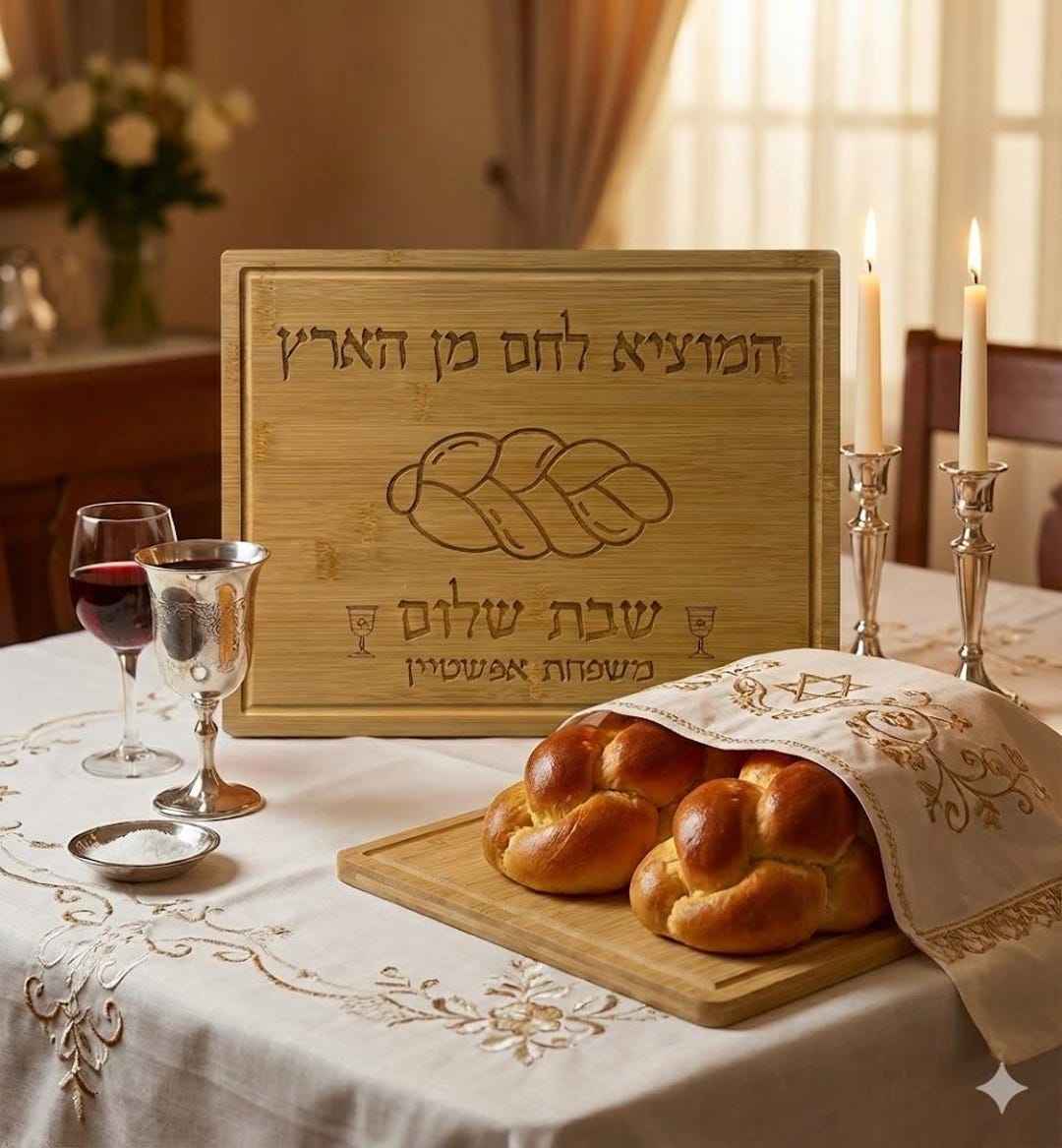 Engraved Shabbat Shalom Challah Cutting Board: Personalized Judaica and ...