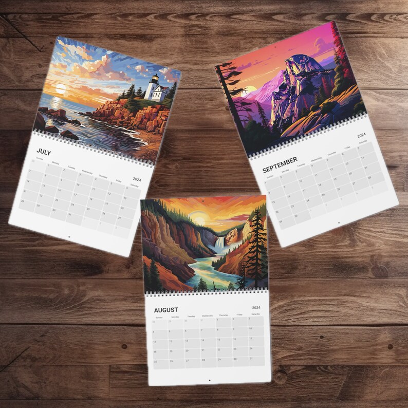 National Parks Calendar 2024, Wall Calendar 2024, Art of National Parks