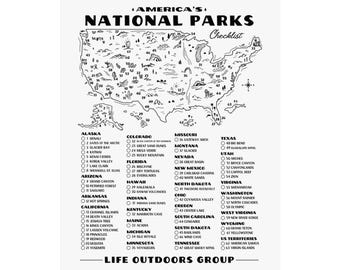 National Parks Checklist Matte Poster, National Park Travel Map, National Park Gift, National Park Marker, National Park Lover, USA Park Map