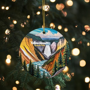 Yellowstone National Park Ornament, obere Falls Ornament, Wichteln Geschenk für Freund, Outdoorsy Geschenkideen, Strumpf Stuffer, Fluss