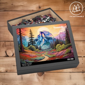 Yosemite National Park Half Dome Colorful Sunrise 500-Piece Jigsaw Puzzle, National Park Gift, National Park Puzzle, Yosemite Gift, Outdoors