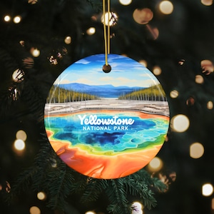 Yellowstone National Park Ornament, Yellowstone Grand Prismatic Ornament, geheimes Weihnachtsgeschenk für Freund, Outdoorsy Geschenkideen, Montana Geschenk