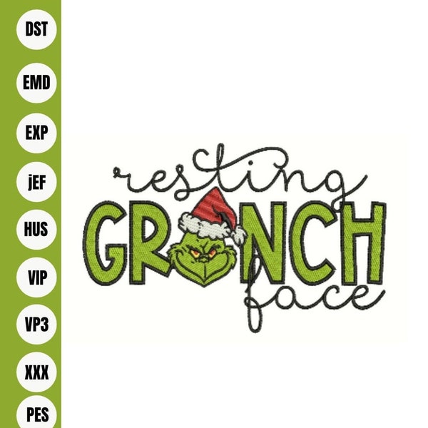 Grinch Embroidery File, Embroidered File, Christmas Embroidered File, Grinch Embroidered Design