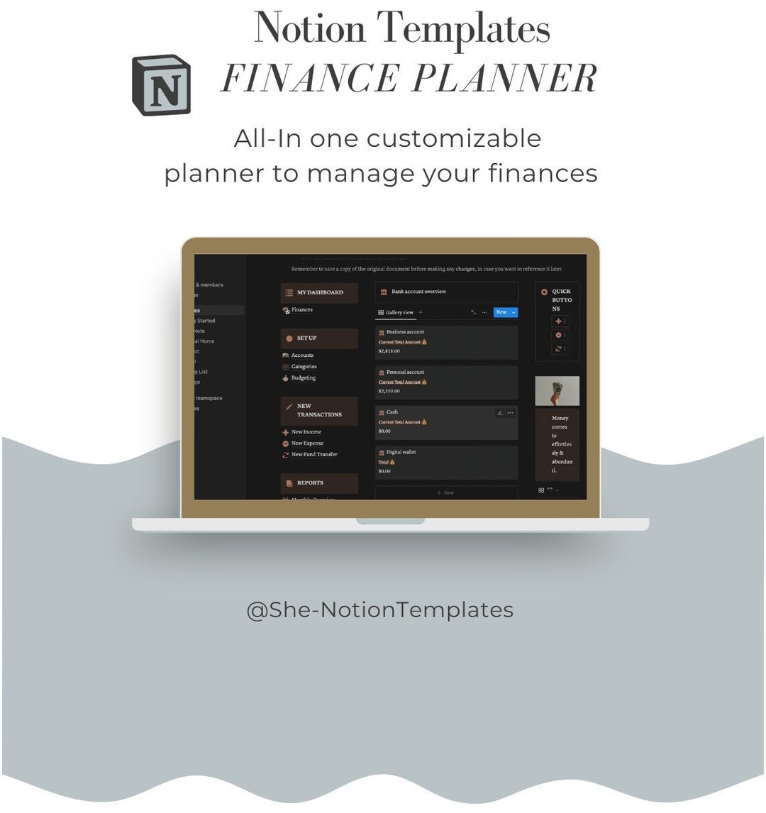 Simple Notion Customizable Notion Template | Notion Planner | Notion Finance Template | Notion ...