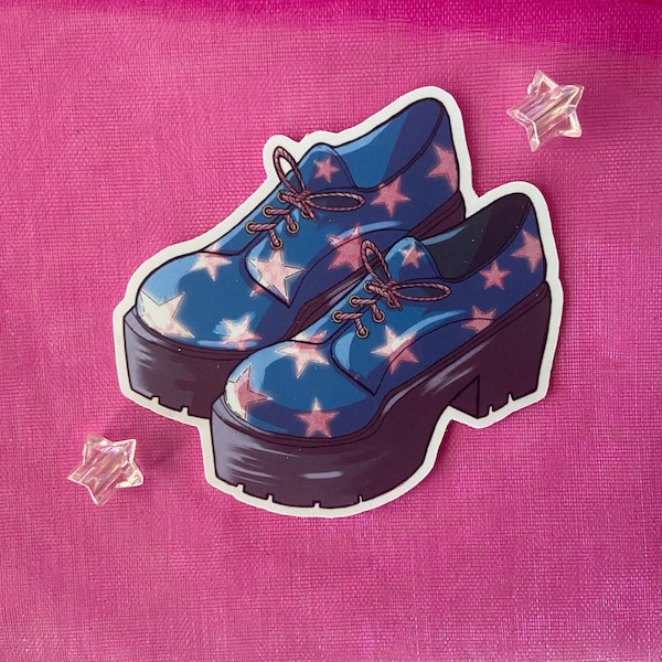 pink star platform boots sticker