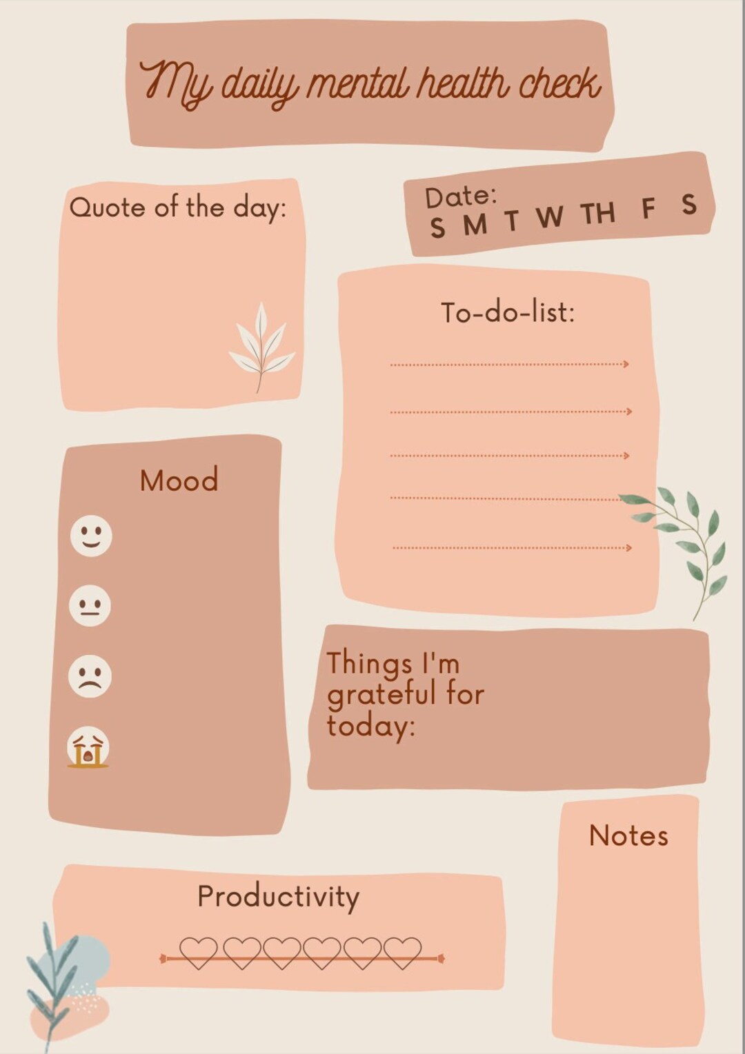 Boost Your Wellbeing: My Daily Mental Health Check - Etsy