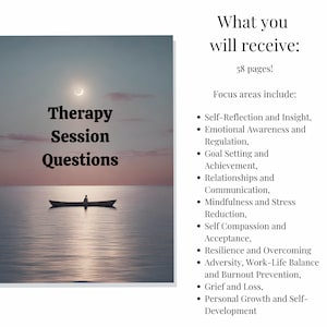Self-Discovery Therapy Session Questions Guide, Emotional Wellness Support, Personal Growth Workbook