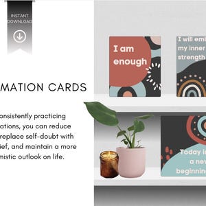 Tarjetas de afirmación de empoderamiento de descarga instantánea, aumenta la confianza, tarjetas de positividad, citas positivas, regalo de cuidado personal