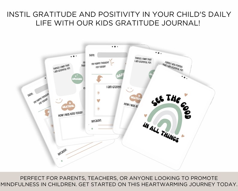 Kids Gratitude Journal Printable PDF Canva Template Mental Wellbeing ...