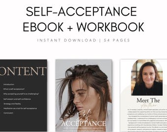 Self Acceptance Ebook Workbook Bundle, Self Help Journal, Mental Health Journal, Personal Growth Planner, Printable PDF