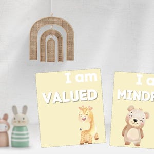 Tarjetas de afirmación de empoderamiento para niños con temática de animales, conjunto para aumentar la confianza, paquete de afirmaciones positivas de descarga instantánea