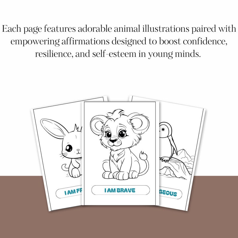 Kids Coloring Pages With Positive Affirmations, Animal Theme ...