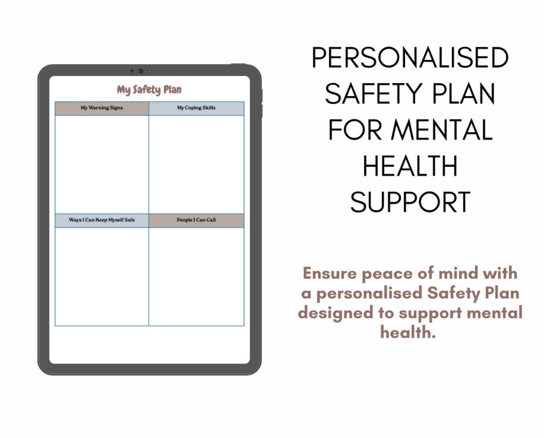 Safety Plan for Suicide Prevention, Crisis Intervention Tool, Mental ...