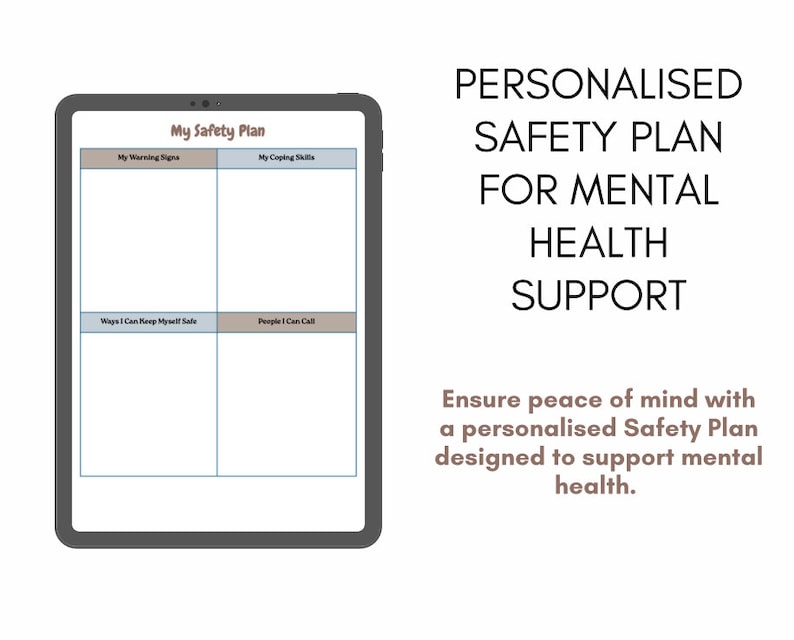 Safety Plan for Suicide Prevention, Crisis Intervention Tool, Mental ...