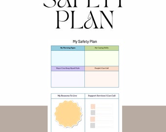 Safety Plan Suicide Prevention School Wellbeing Counsellors Mental Health Support Therapists Downloadable PDF Safety Plan