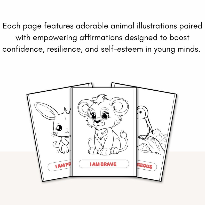 Kids Coloring Pages With Positive Affirmations, Animal Theme ...