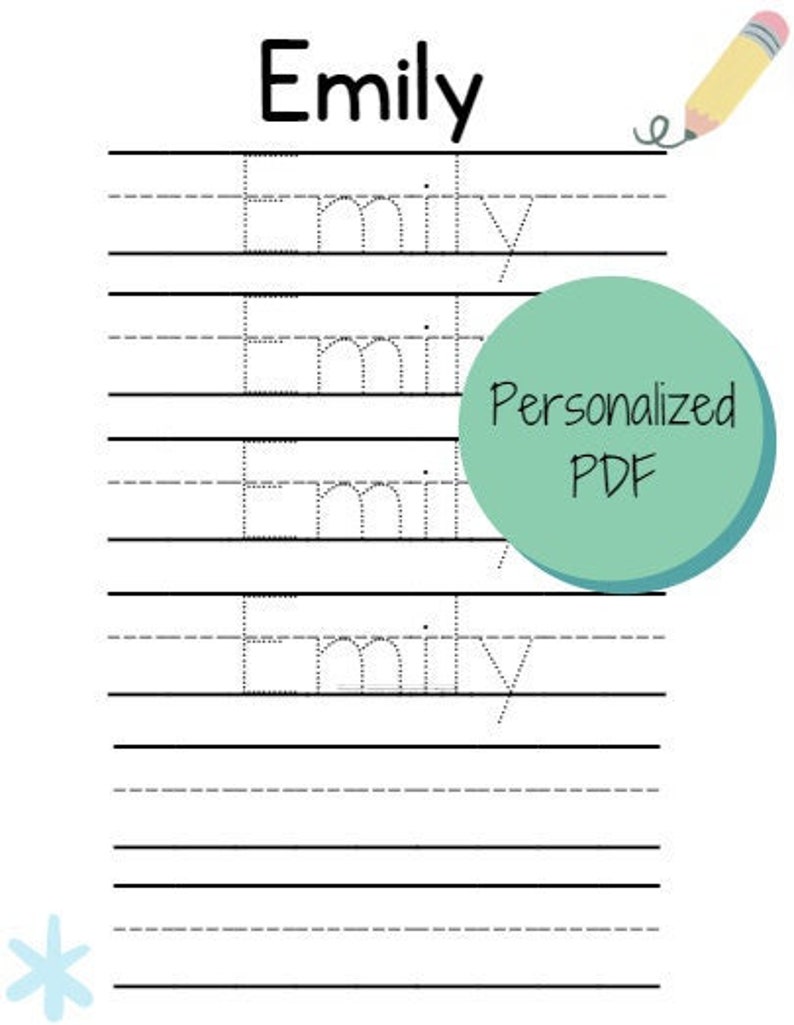 Personalized Name Writing Worksheet for Preschool and Kindergarten - Etsy