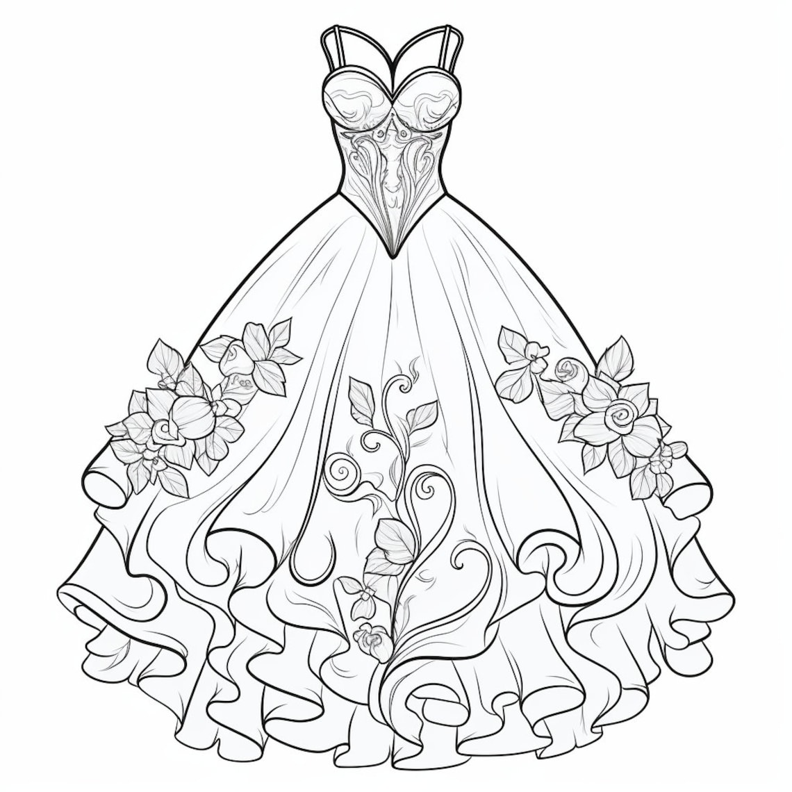 30 Pretty Dresses Coloring Book Pages, Coloring Pages for Kids and ...