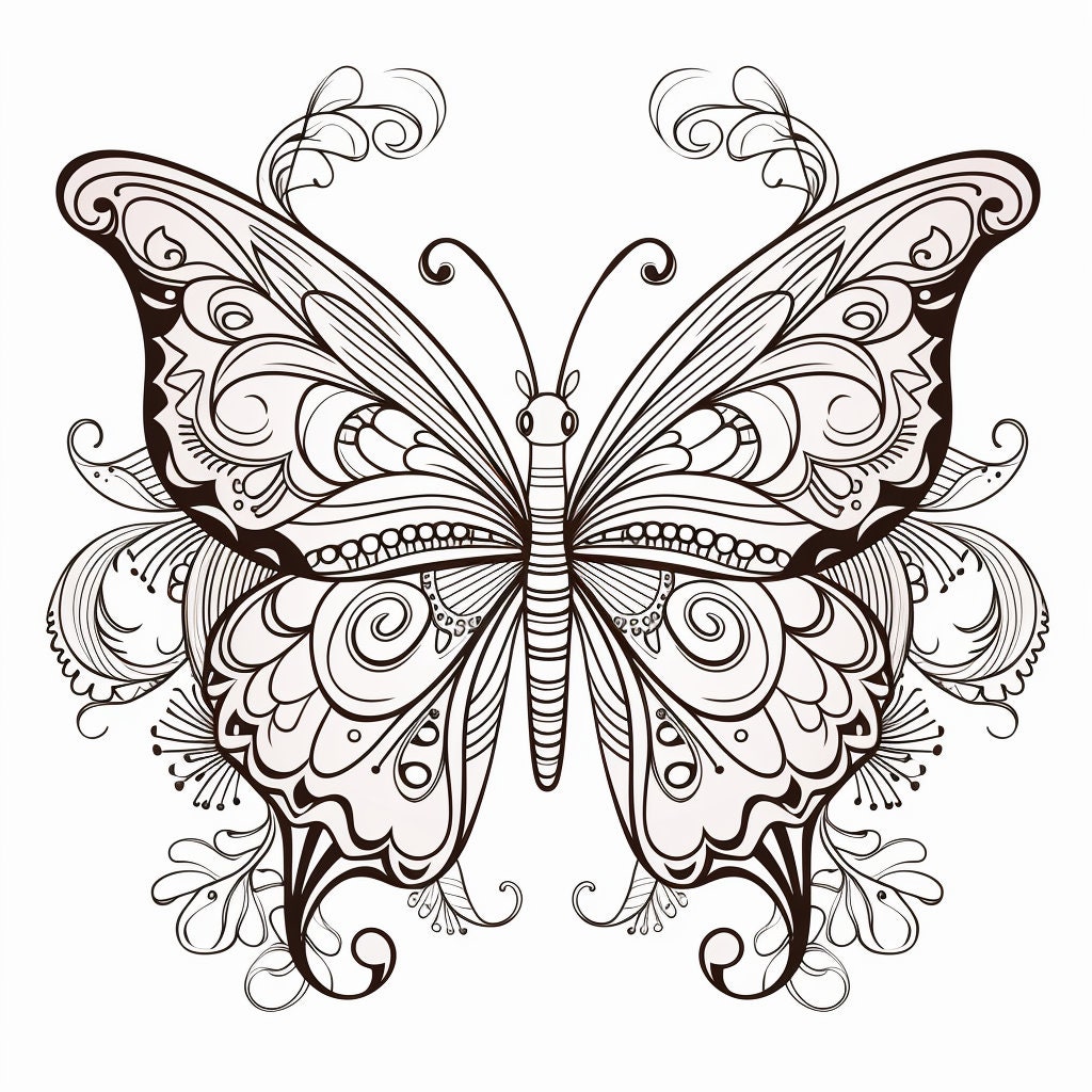 22 Beautiful Butterfly Coloring Book Pages, Coloring Pages for Kids and