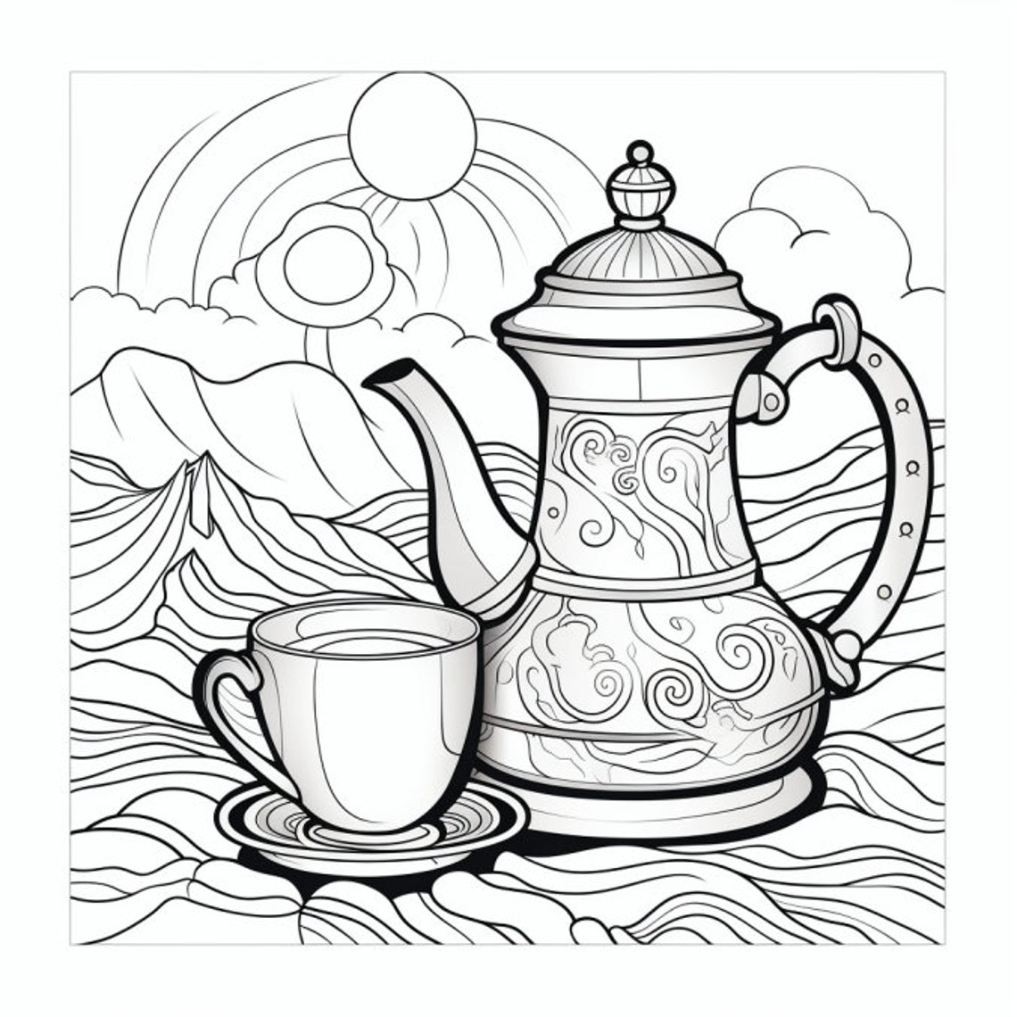 30 Coffee Coloring Book Pages, Coloring Pages for Kids and Adults, Grayscale, PDF Printable ...