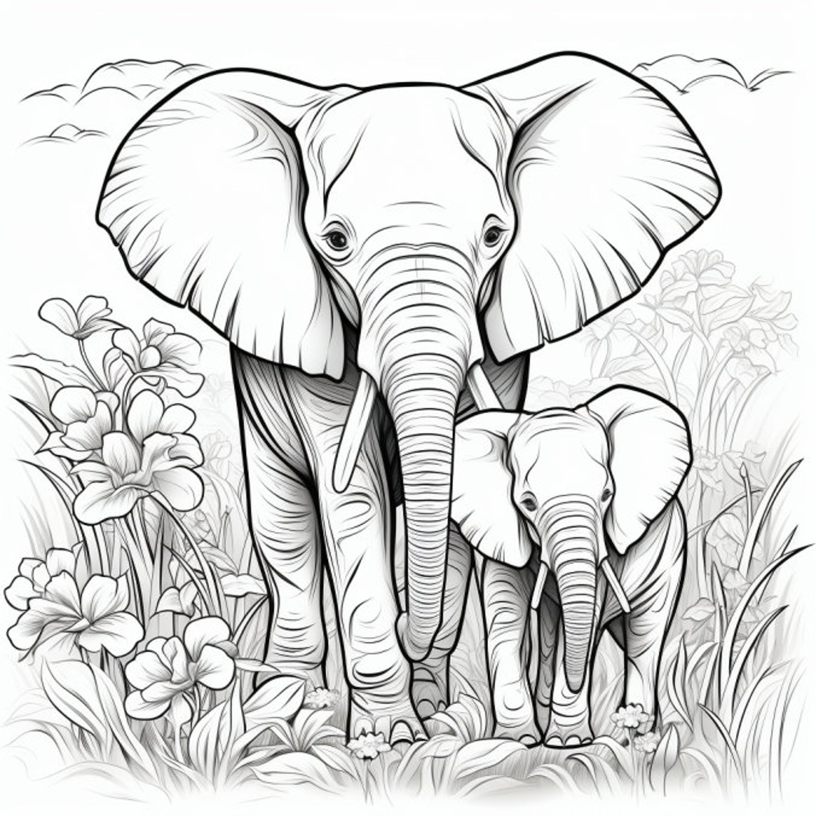 35 Jungle Animals Coloring Book Pages, Coloring Pages for Kids and