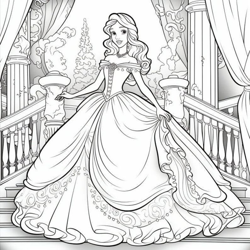 55 Princess Coloring Book Pages: Printable Art for Kids & Adults (PDF ...
