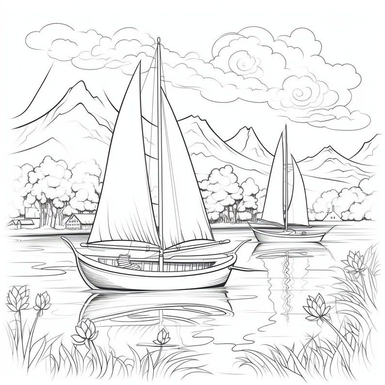 30 Boat Coloring Book Pages, Coloring Pages for Kids and Adults ...