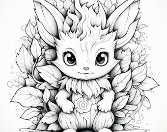 25 Cute Monsters Coloring Book Pages, Coloring pages for kids and adults, Grayscale, PDF Printable, Digital download