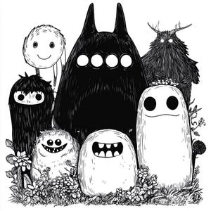 Strange Monster Coloring Book: 20 Grayscale Pages (PDF Printable)