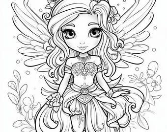 Magical Fairy & Unicorn Coloring Pages: 40 Grayscale Designs (PDF Printable)