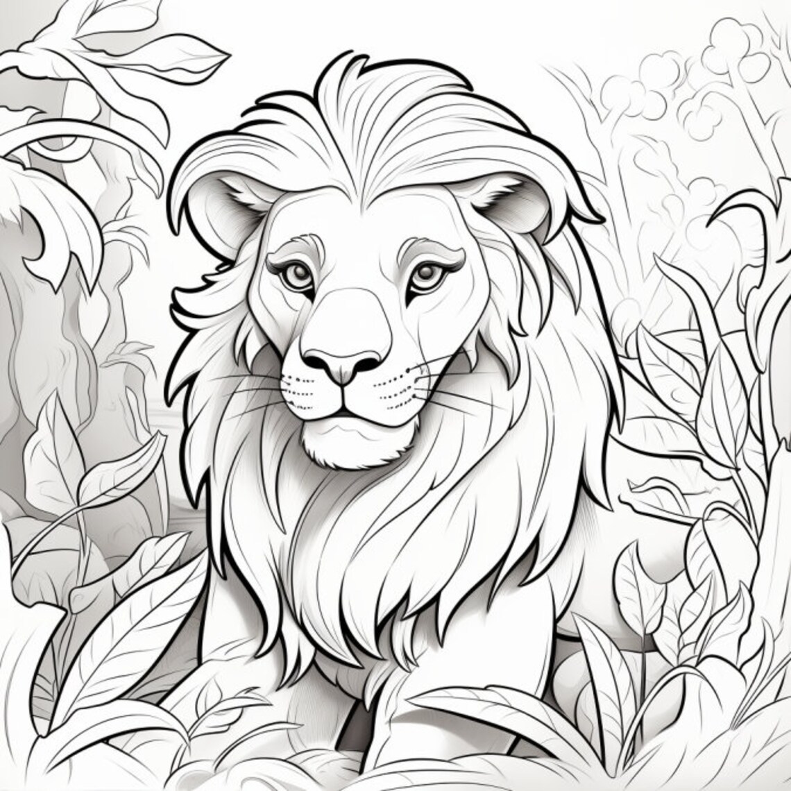 35 Jungle Animals Coloring Book Pages, Coloring Pages for Kids and Adults, Grayscale, PDF ...