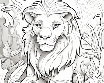 Kleurboek jungledieren: 35 grijstintenpagina's (afdrukbaar pdf-bestand)