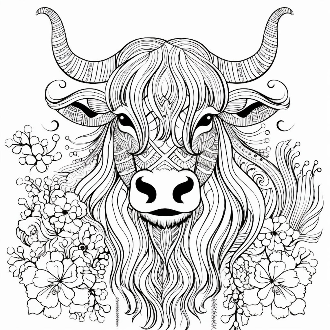 15 Highland Cow Coloring Book Pages, Coloring Pages for Kids and Adults