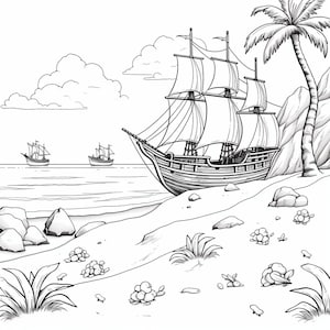 30 Pirate Coloring Book Pages, Coloring pages for kids and adults, Grayscale, PDF Printable, Digital download