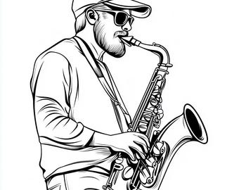 Libro para colorear de instrumentos musicales: 20 páginas en escala de grises (PDF imprimible)