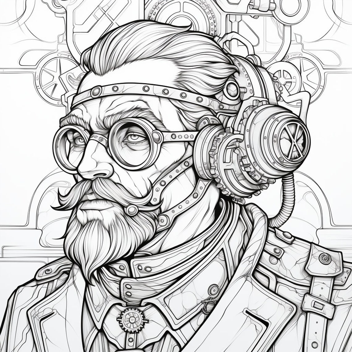 14 Steampunk Coloring Book Pages, Coloring Pages for Kids and Adults ...