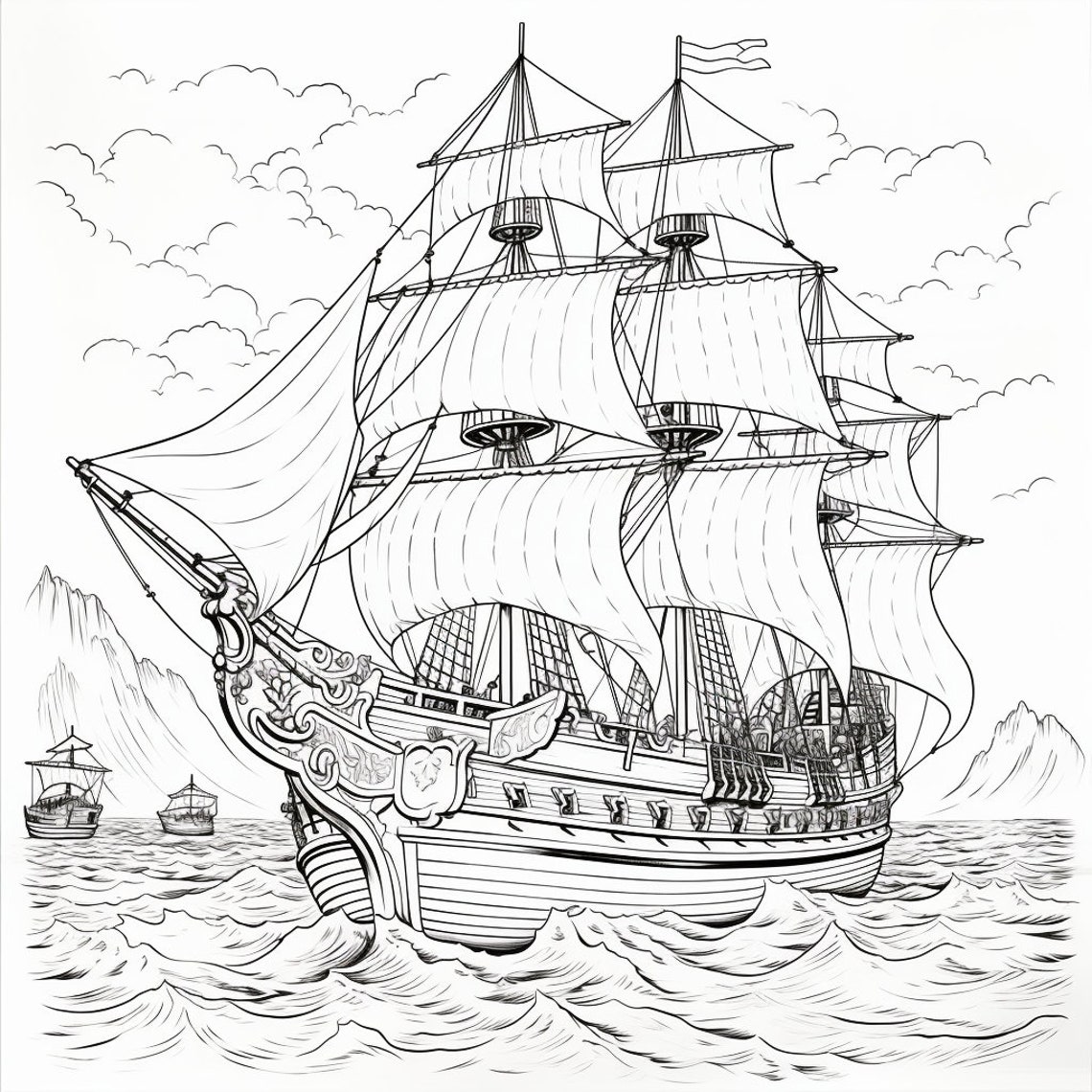 30 Pirate Coloring Book Pages, Coloring Pages for Kids and Adults ...
