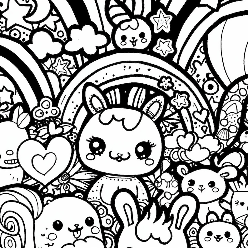 29 Kawaii Coloring Book Pages, Cute Coloring Pages for Kids and Adults ...