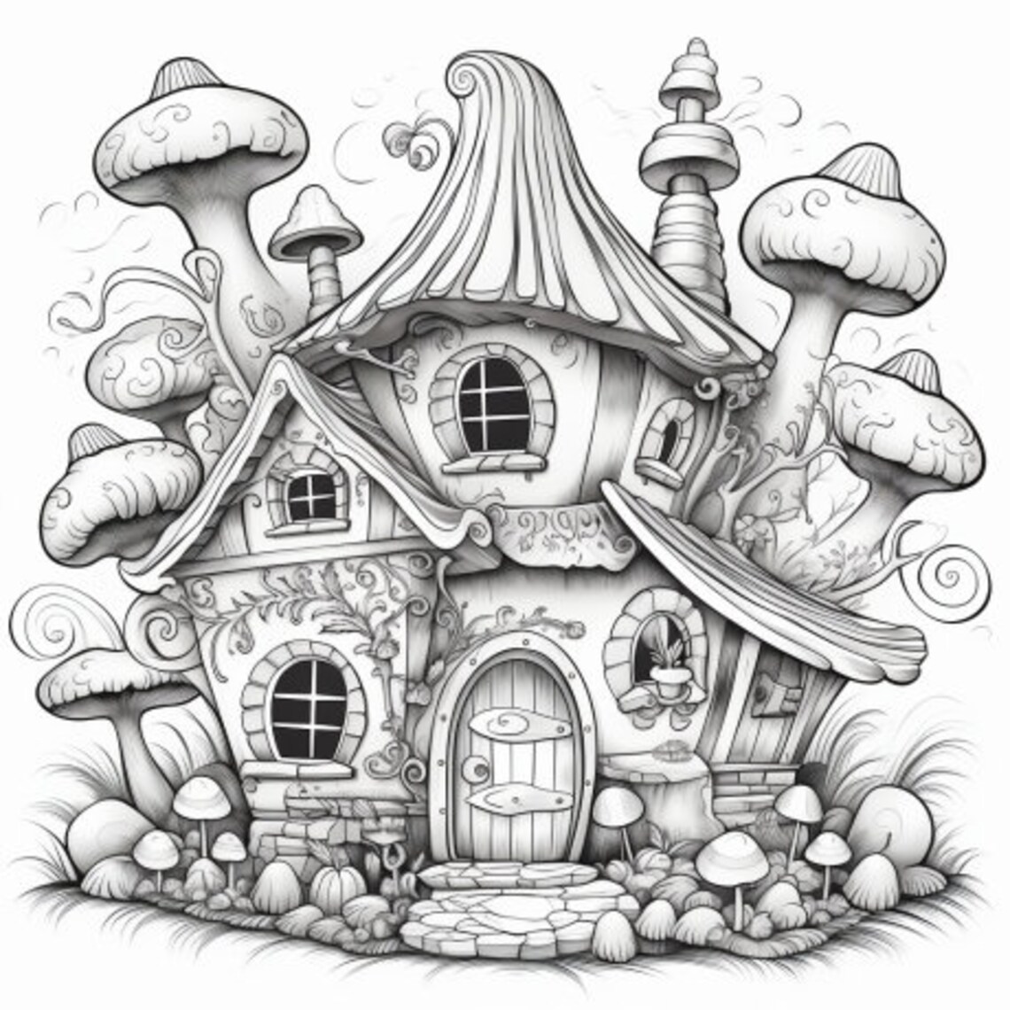 35 Cozy Cottage Coloring Book Pages, Coloring Pages for Kids and Adults